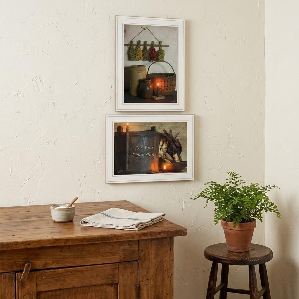 Set Of Two Let Your Light Shine 1 White Framed Print Wall Art — view 4