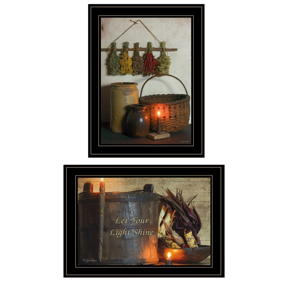 Set Of Two Let Your Light Shine 2 Black Framed Print Wall Art — view 1