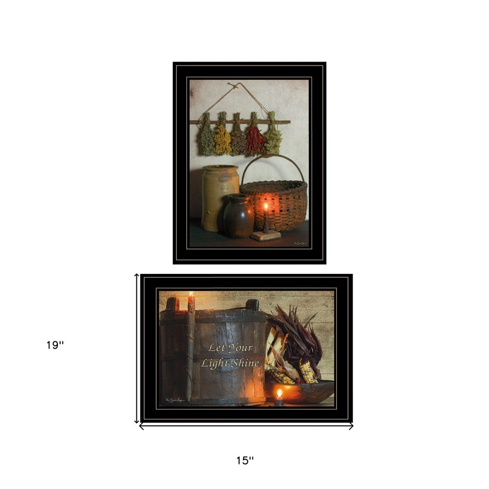 Set Of Two Let Your Light Shine 2 Black Framed Print Wall Art — view 3
