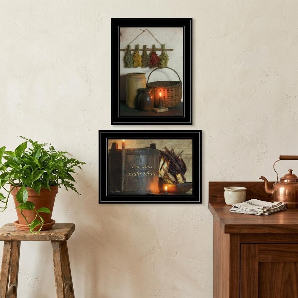 Set Of Two Let Your Light Shine 2 Black Framed Print Wall Art — view 4