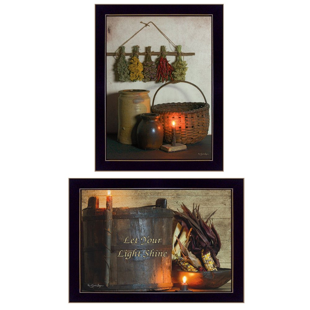 Set Of Two Let Your Light Shine 3 Black Framed Print Wall Art — view 1