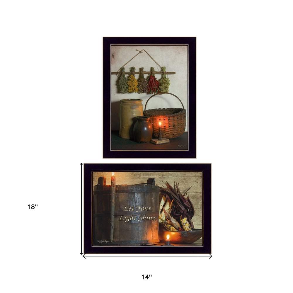 Set Of Two Let Your Light Shine 3 Black Framed Print Wall Art — view 3