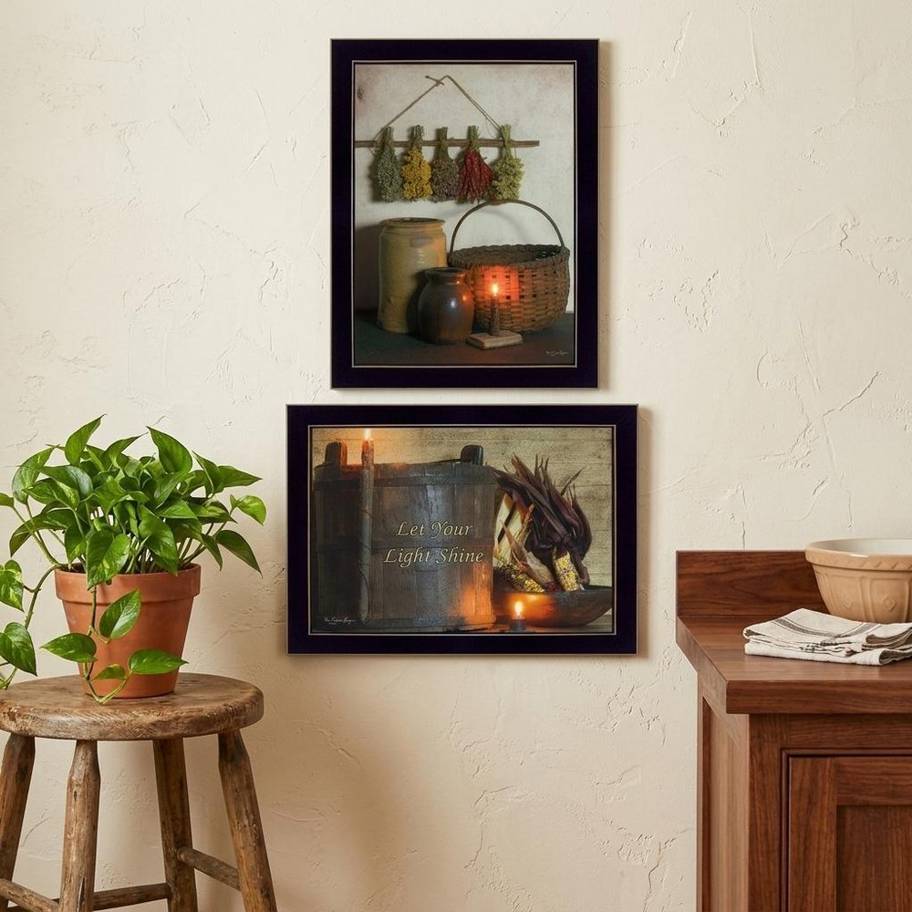 Set Of Two Let Your Light Shine 3 Black Framed Print Wall Art — view 4