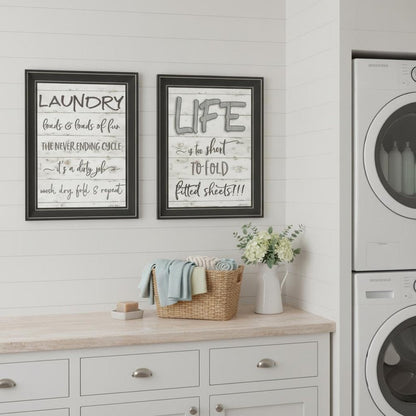 Set Of Two Loads of Fun 2 Black Framed Print Bathroom Wall Art