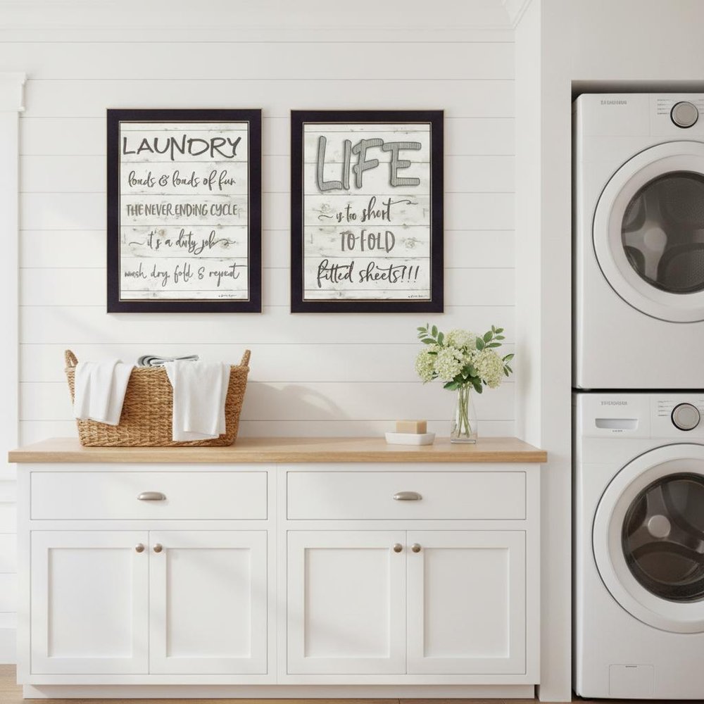 Set Of Two Loads of Fun 3 Black Framed Print Bathroom Wall Art — view 4