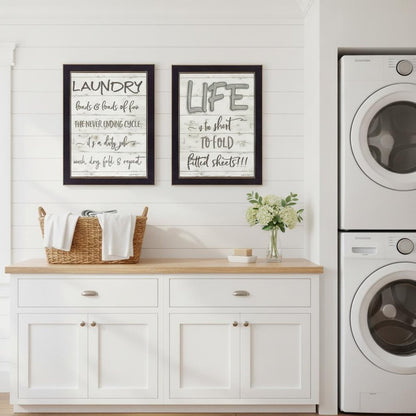 Set Of Two Loads of Fun 3 Black Framed Print Bathroom Wall Art