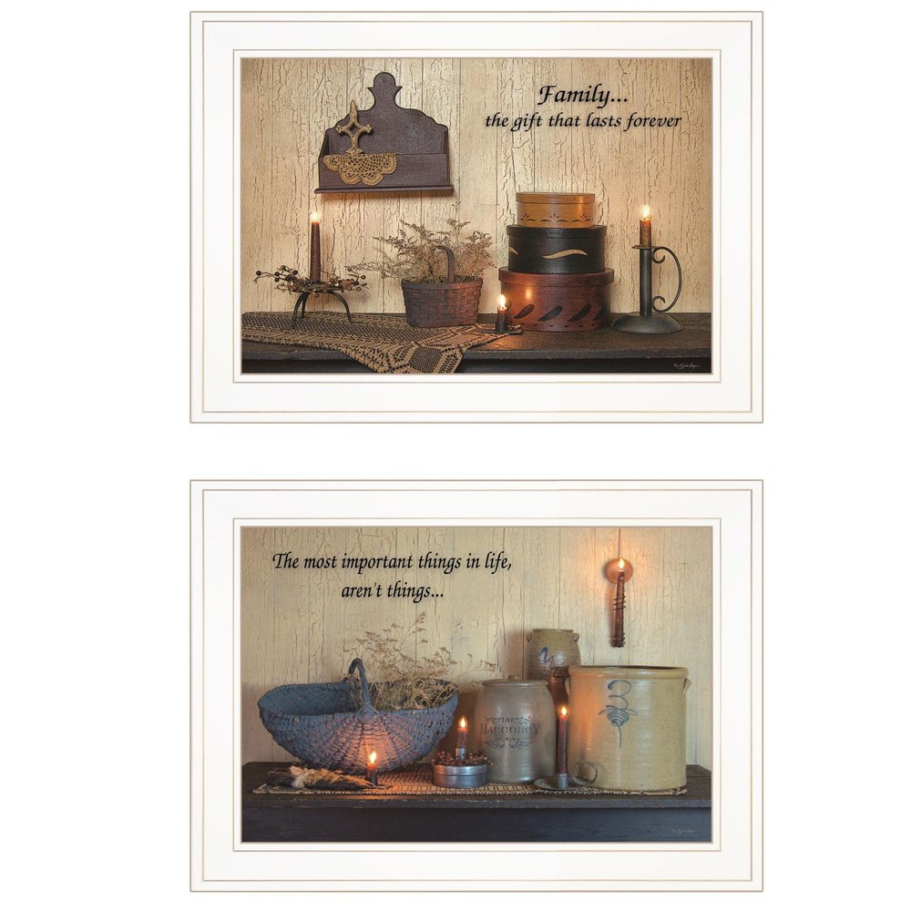 Set Of Two Family Forever White Framed Print Wall Art — view 1