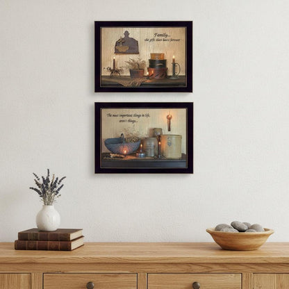 Set Of Two Family Forever 3 Black Framed Print Wall Art