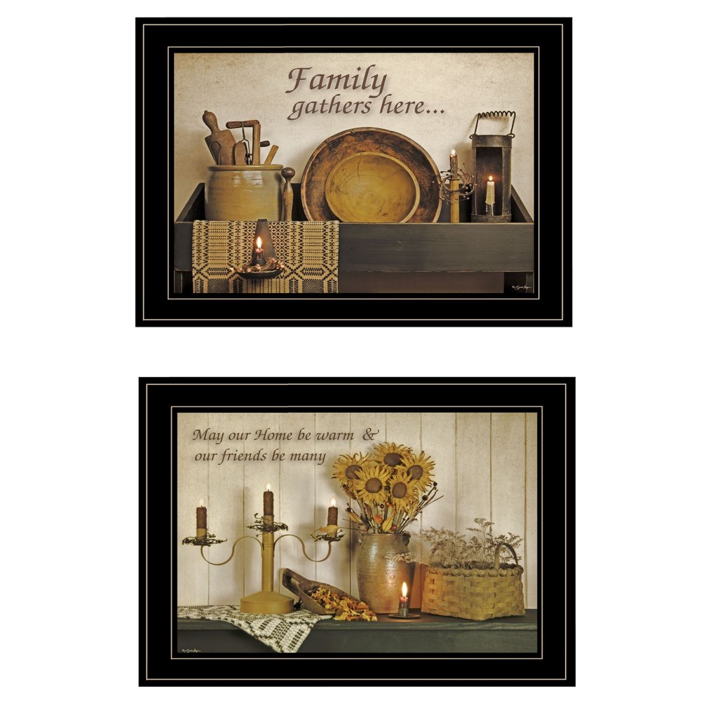 Set Of Two May Our Hearts Be Warm 2 Black Framed Print Kitchen Wall Art — view 1