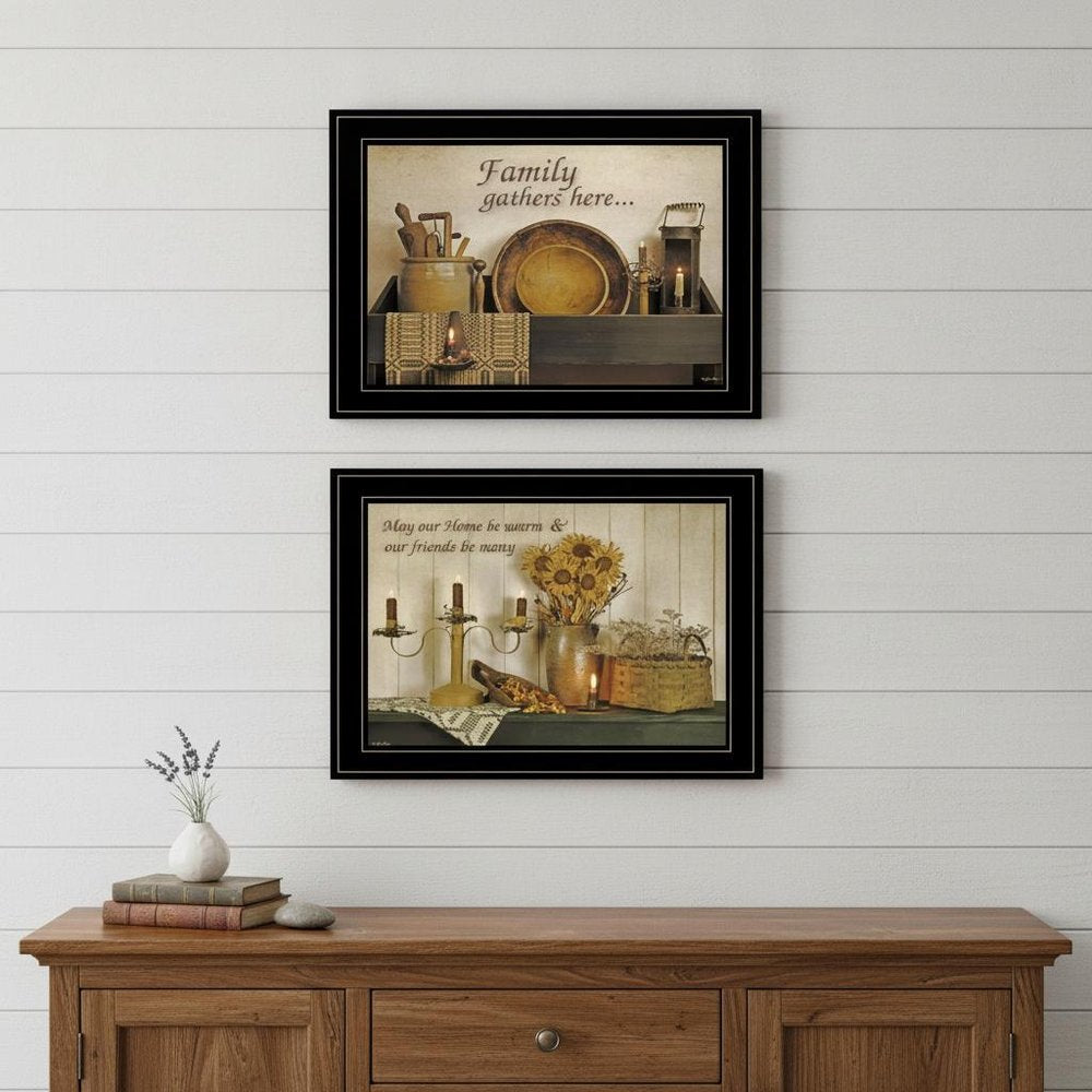 Set Of Two May Our Hearts Be Warm 2 Black Framed Print Kitchen Wall Art — view 3