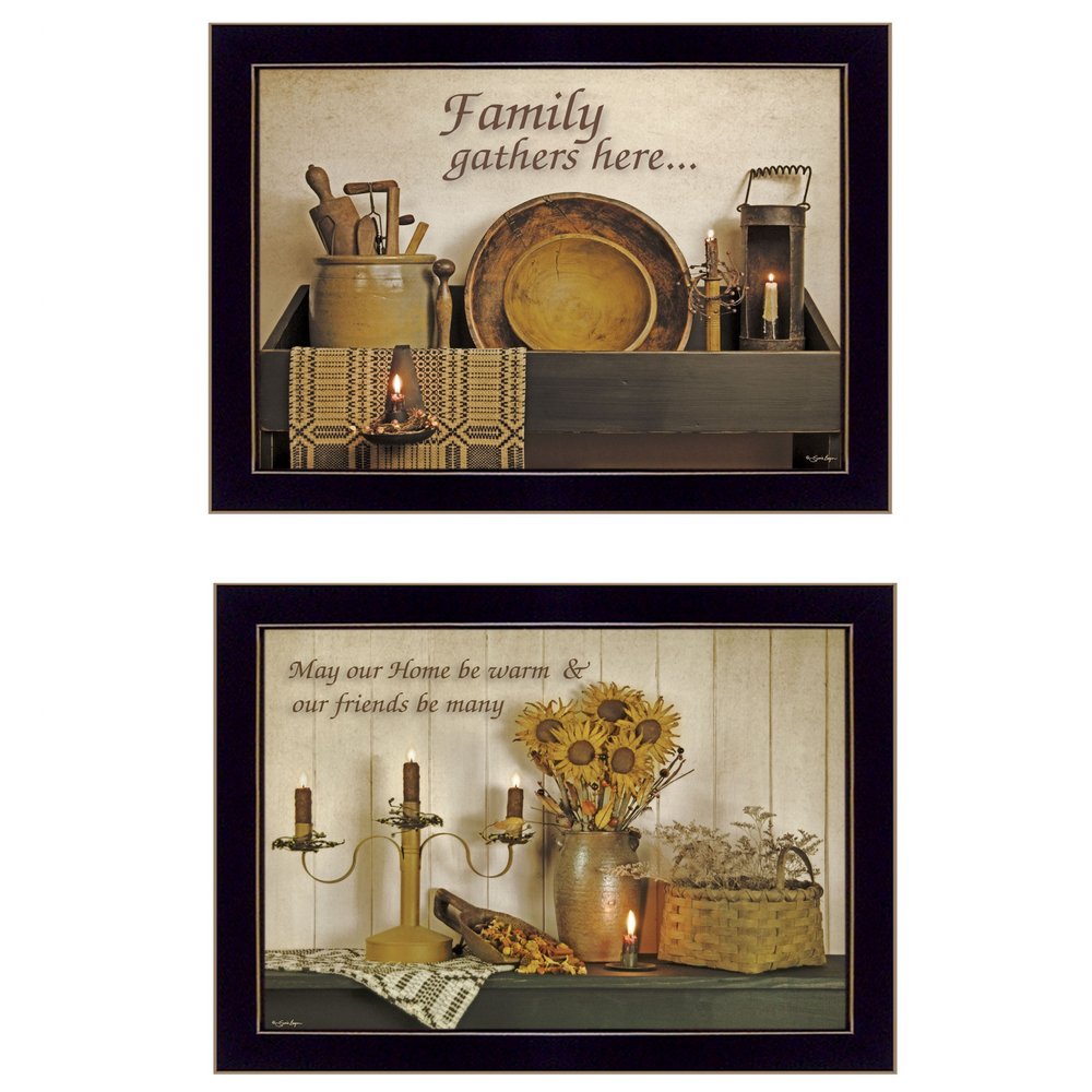 Set Of Two May Our Hearts Be warm 3 Black Framed Print Kitchen Wall Art — view 1