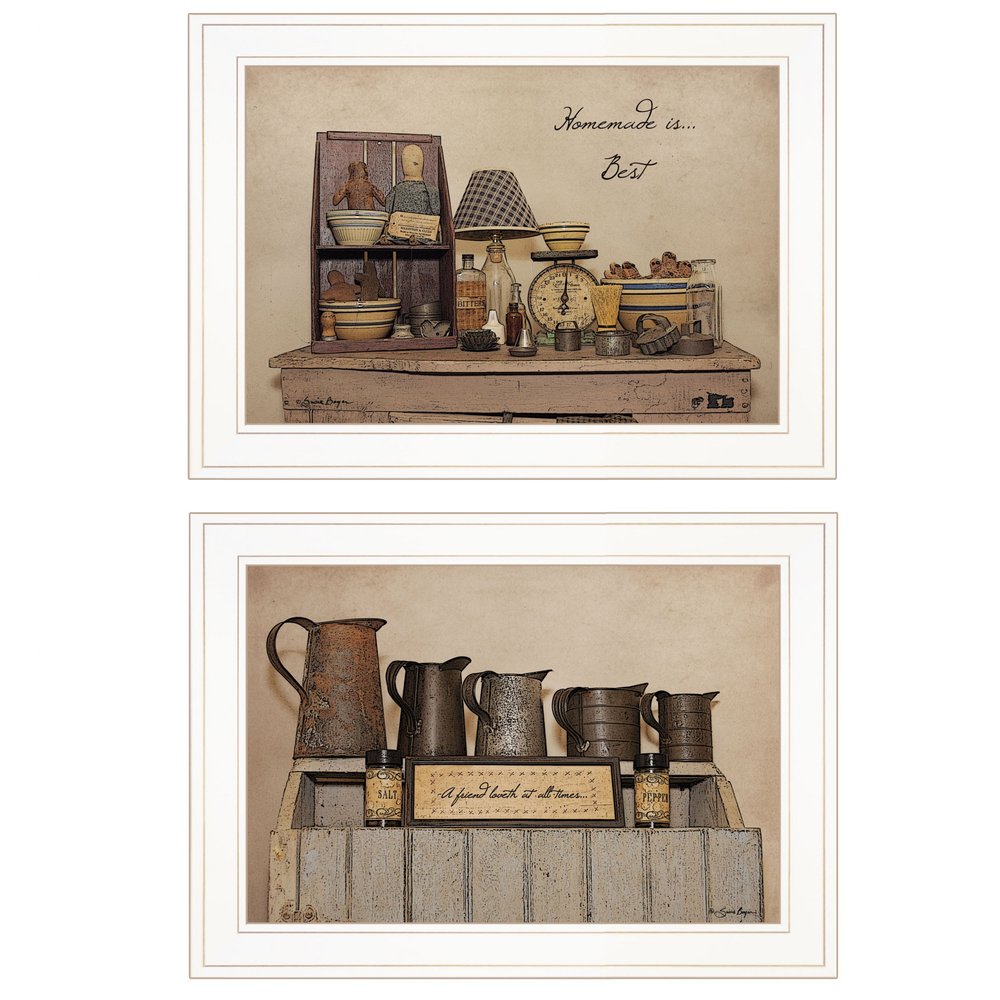Set Of Two Homemade is Best 1 White Framed Print Kitchen Wall Art — view 1