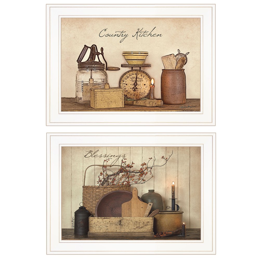 Set Of Two Candlelight and Flowers 1 White Framed Print Wall Art — view 1