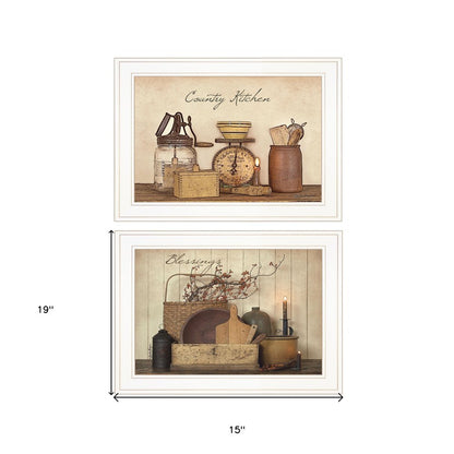 Set Of Two Candlelight and Flowers 1 White Framed Print Wall Art