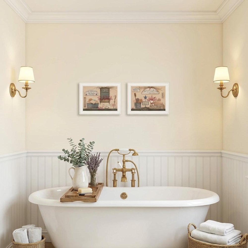 Set Of Two Wash Room White Framed Print Bathroom Wall Art — view 5