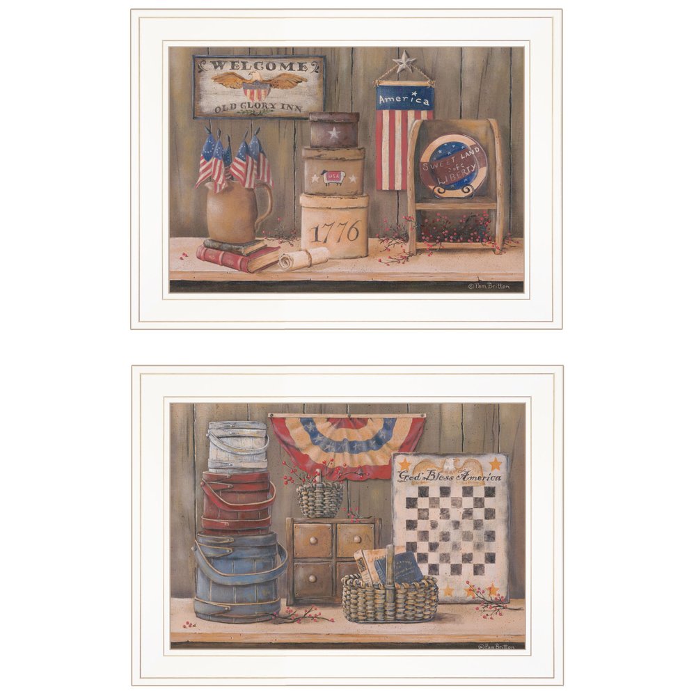 Set Of Two Sweet Land of Liberty 2 White Framed Print Wall Art — view 1