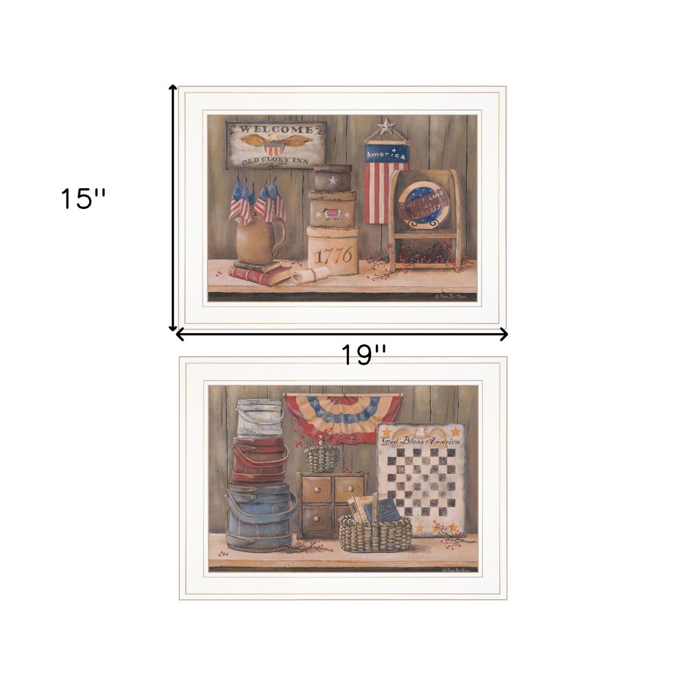Set Of Two Sweet Land of Liberty 2 White Framed Print Wall Art — view 3