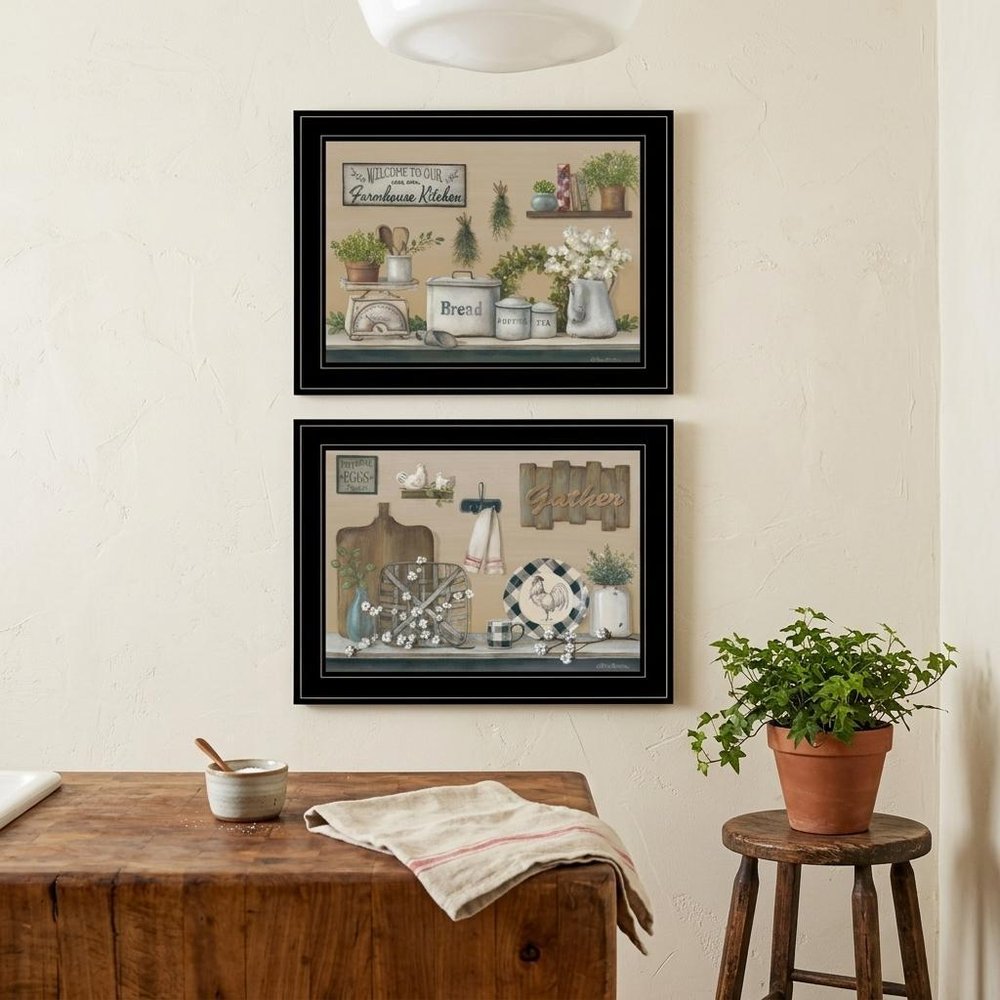 Set Of Two Farmhouse Kitchen 2 Black Framed Print Kitchen Wall Art — view 4