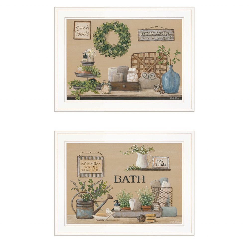 Set Of Two Bath Time 1 White Framed Print Bathroom Wall Art — view 1