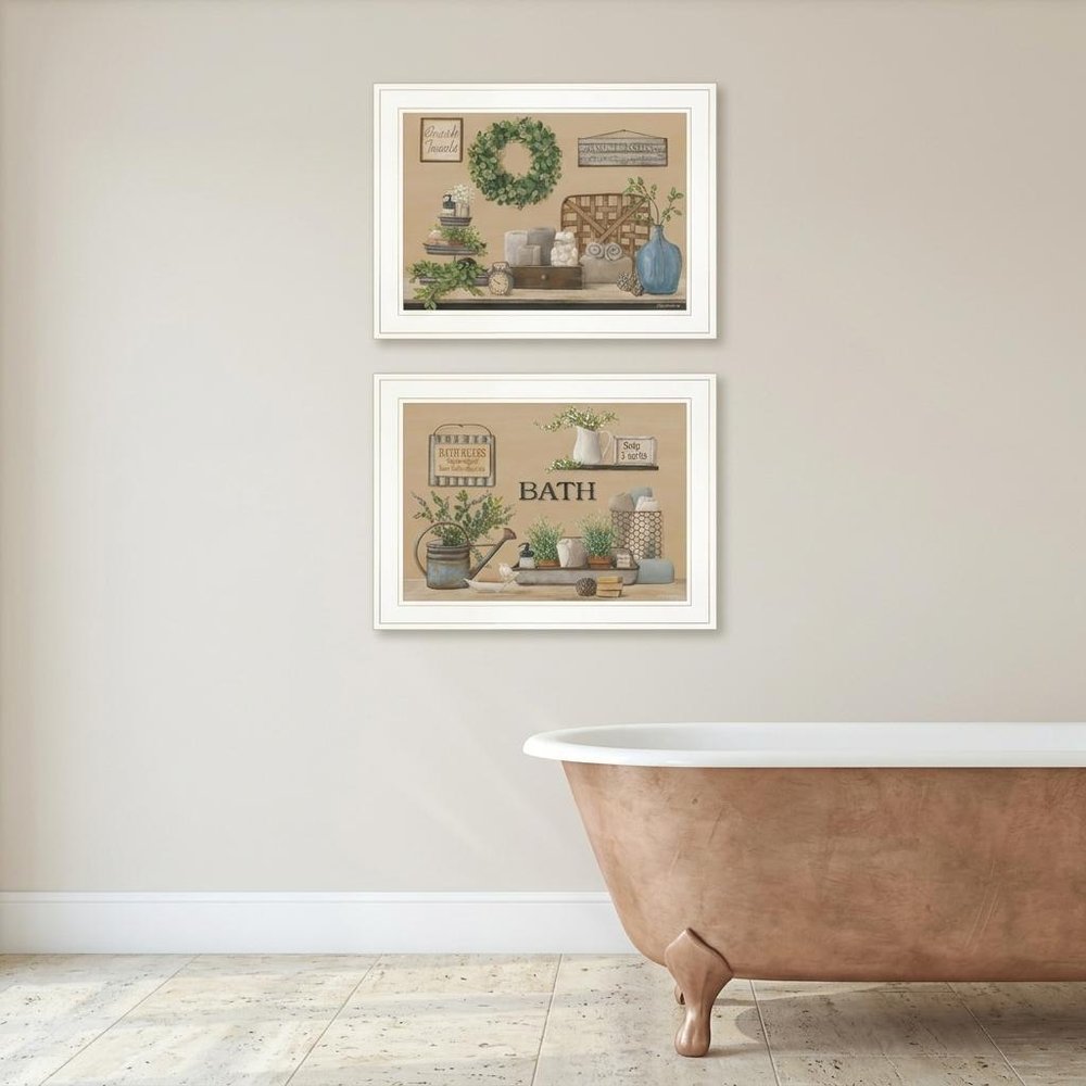 Set Of Two Bath Time 1 White Framed Print Bathroom Wall Art — view 3