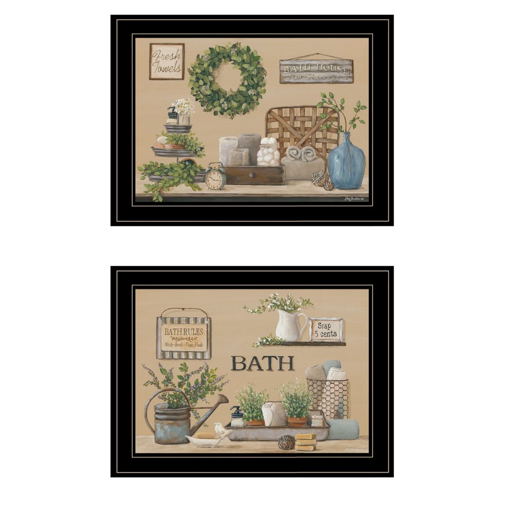 Set Of Two Bath Time 2 Black Framed Print Bathroom Wall Art — view 1