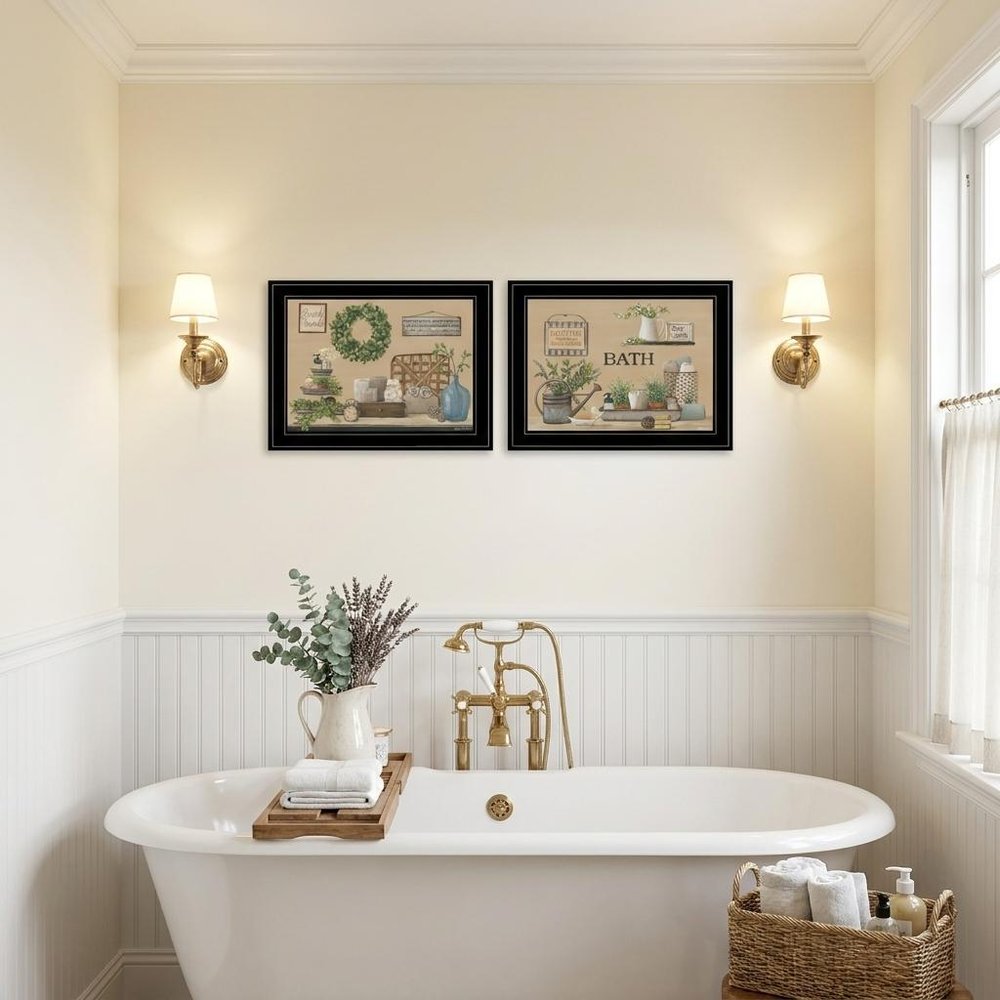 Set Of Two Bath Time 2 Black Framed Print Bathroom Wall Art — view 3