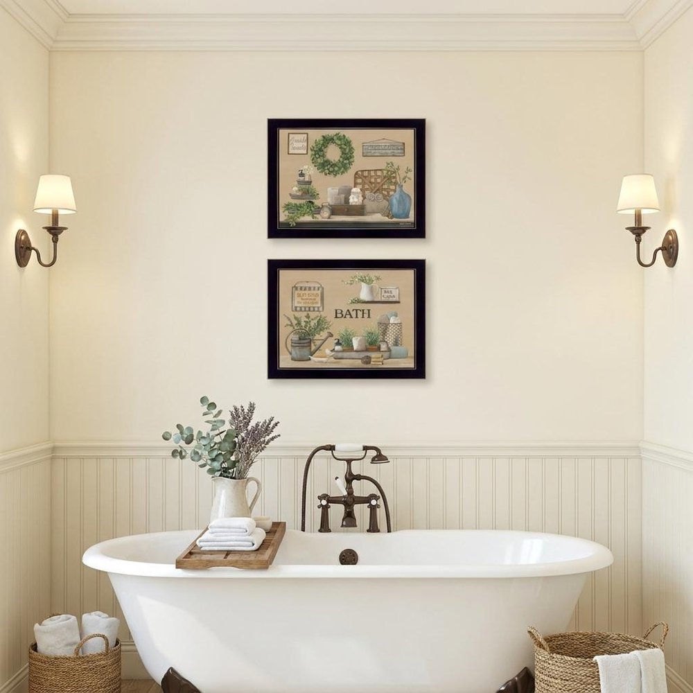 Set Of Two Bath Time 3 Black Framed Print Bathroom Wall Art — view 6