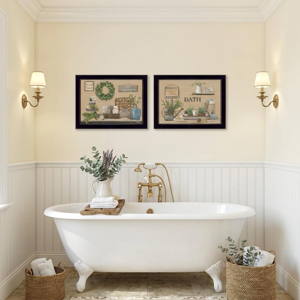 Set Of Two Bath Time 3 Black Framed Print Bathroom Wall Art — view 4