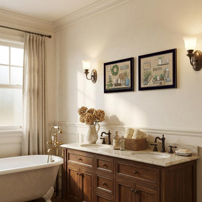 Set Of Two Bath Time 3 Black Framed Print Bathroom Wall Art