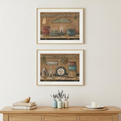 Set Of Two Shelf Treasures 1 White Framed Print Wall Art