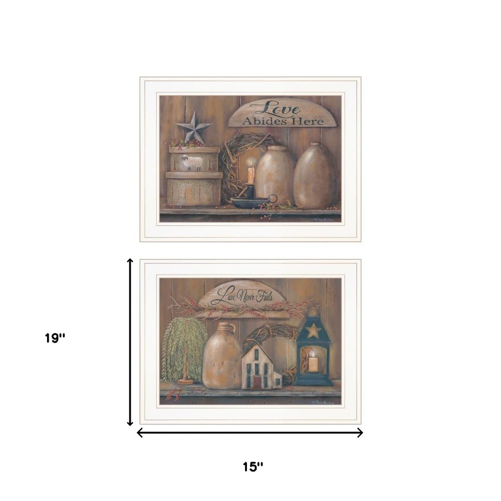 Set Of Two Love Never Fails 1 White Framed Print Wall Art — view 3