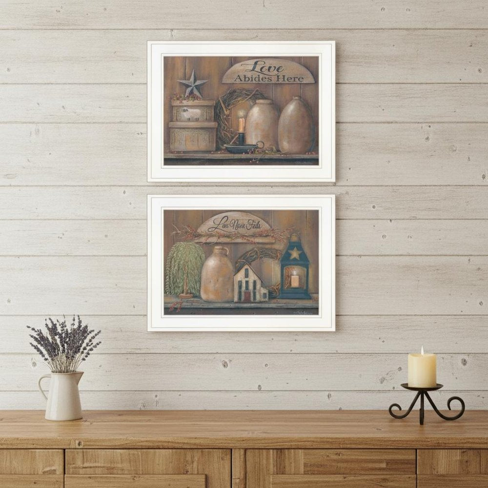Set Of Two Love Never Fails 1 White Framed Print Wall Art — view 4