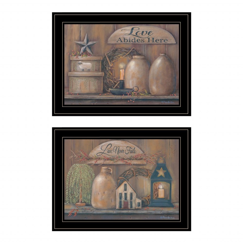 Set Of Two Love Never Fails 2 Black Framed Print Wall Art — view 1