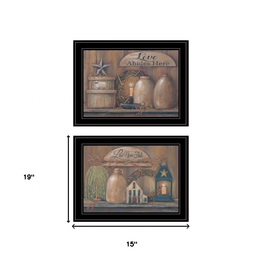 Set Of Two Love Never Fails 2 Black Framed Print Wall Art — view 3