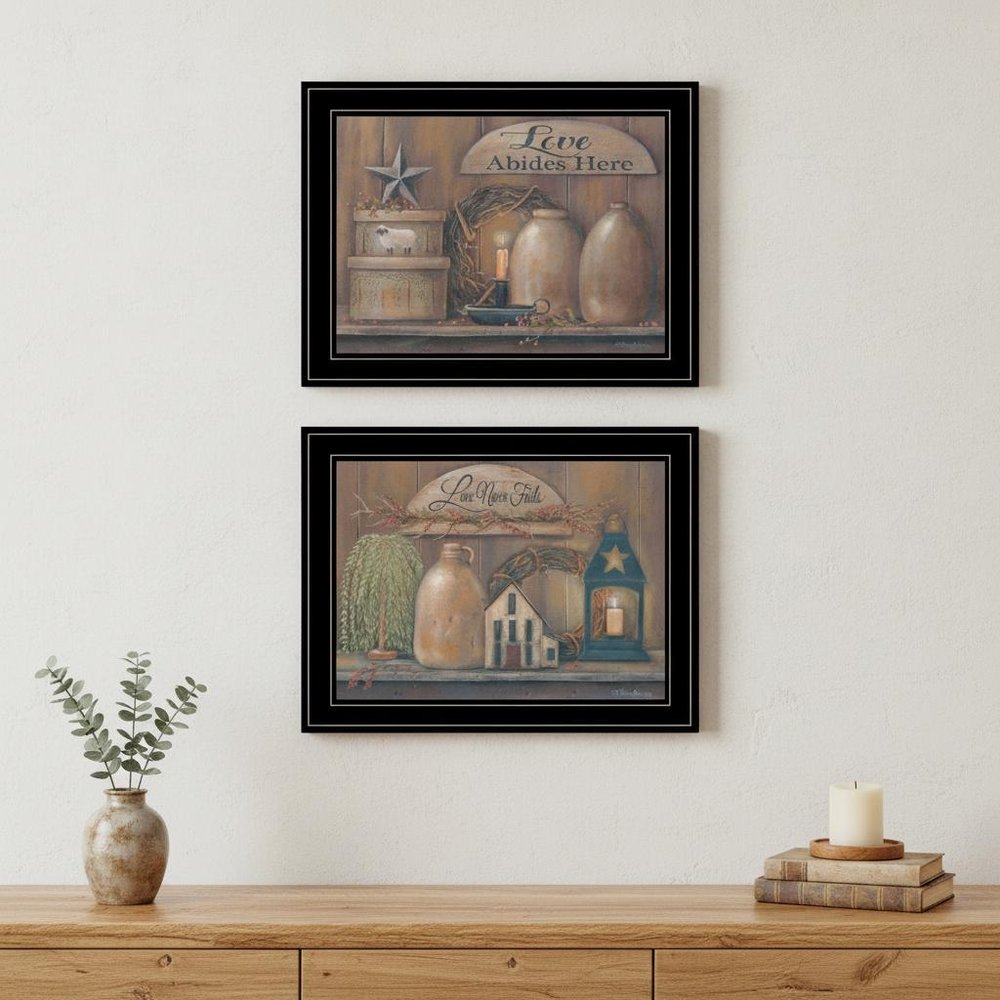 Set Of Two Love Never Fails 2 Black Framed Print Wall Art — view 4