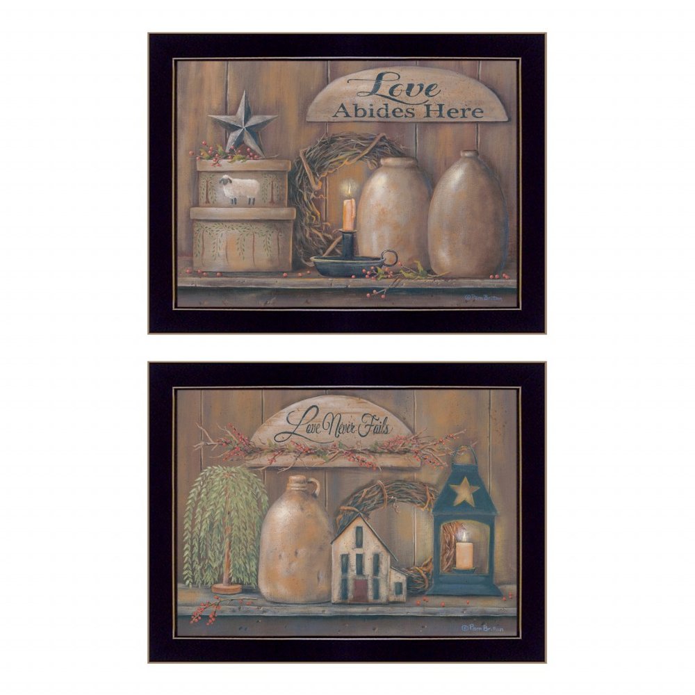 Set Of Two Love Never Fails 3 Black Framed Print Wall Art — view 1