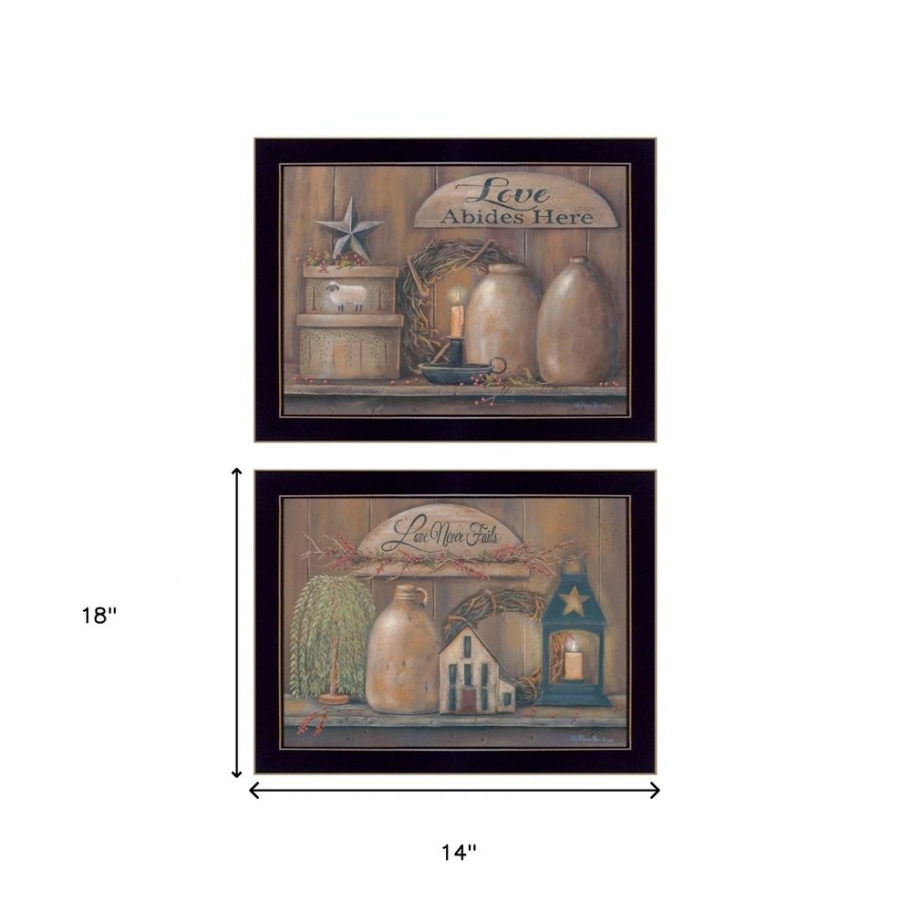 Set Of Two Love Never Fails 3 Black Framed Print Wall Art — view 3