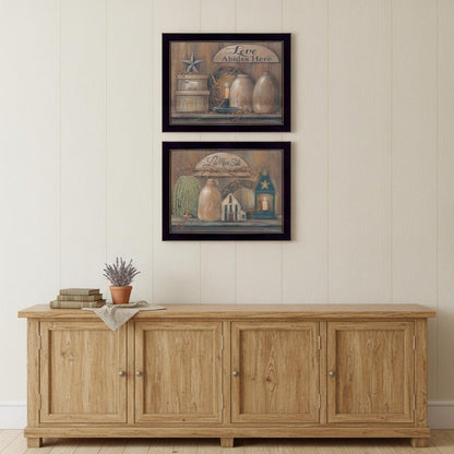 Set Of Two Love Never Fails 3 Black Framed Print Wall Art