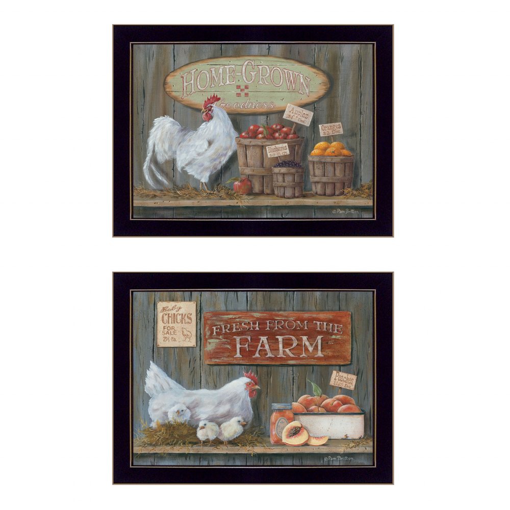 Set Of Two Home Grown 3 Black Framed Print Wall Art — view 1