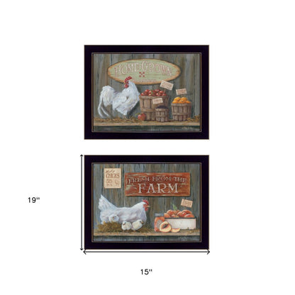 Set Of Two Home Grown 3 Black Framed Print Wall Art