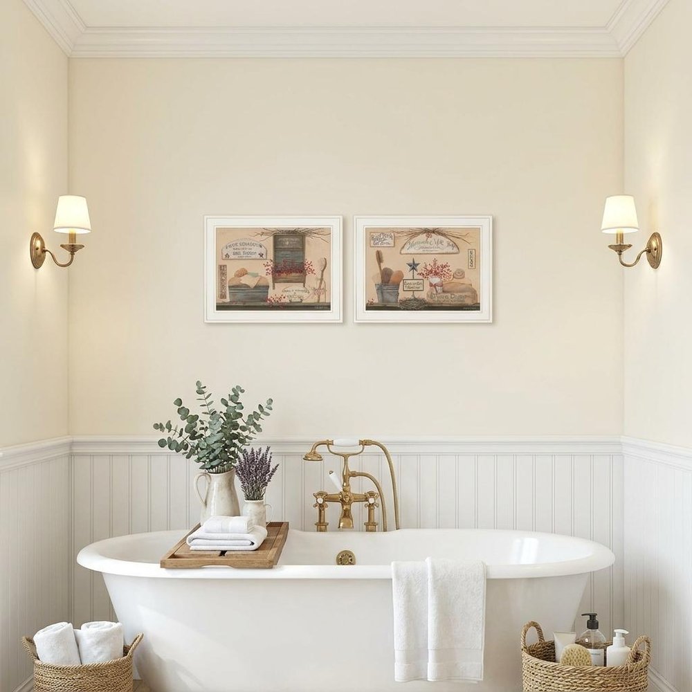Set Of Two Wash Room 4 White Framed Print Bathroom Wall Art — view 6