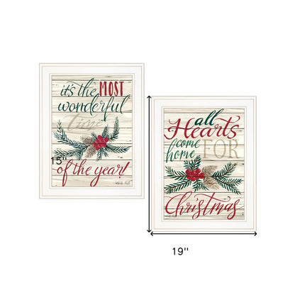 Set Of Two All Heart Come Home for Christmas 1 White Framed Print Wall Art