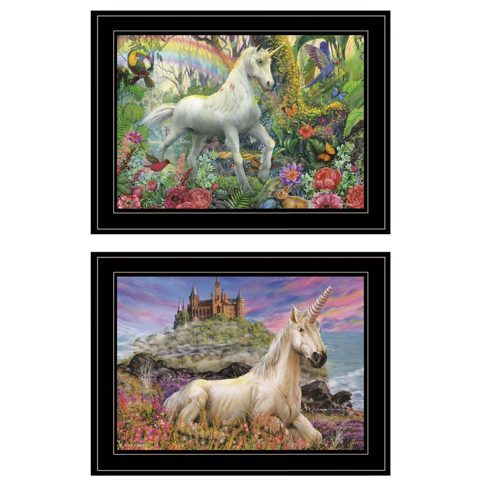 Set Of Two Unicorns For You 2 Black Framed Print Wall Art — view 1