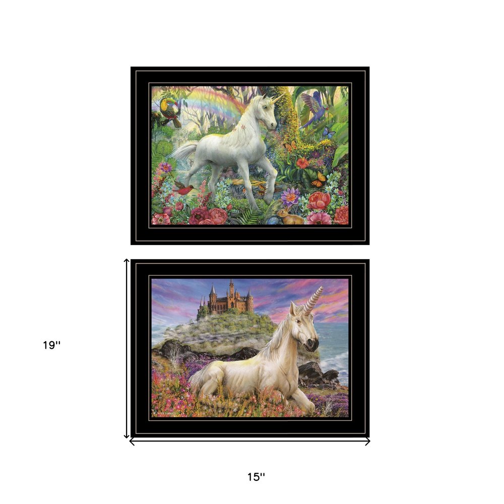 Set Of Two Unicorns For You 2 Black Framed Print Wall Art — view 3