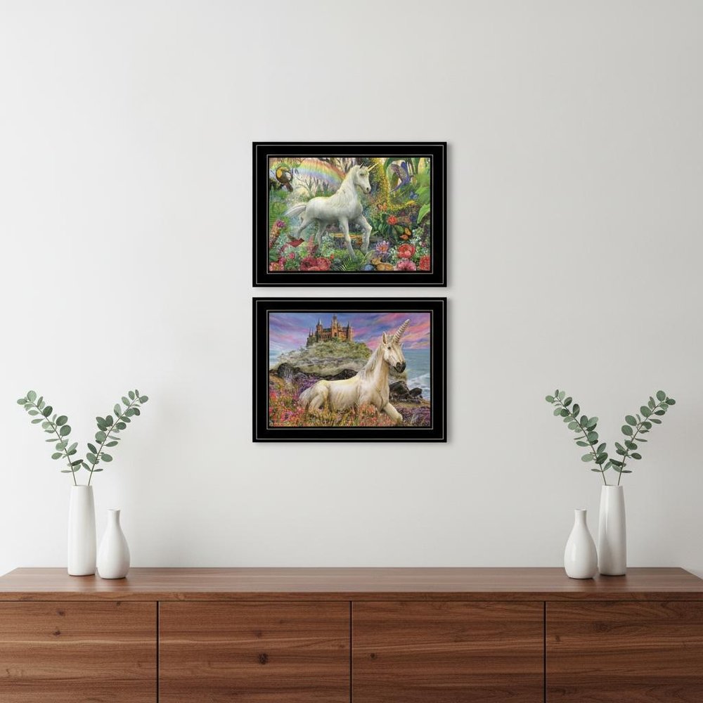 Set Of Two Unicorns For You 2 Black Framed Print Wall Art — view 4