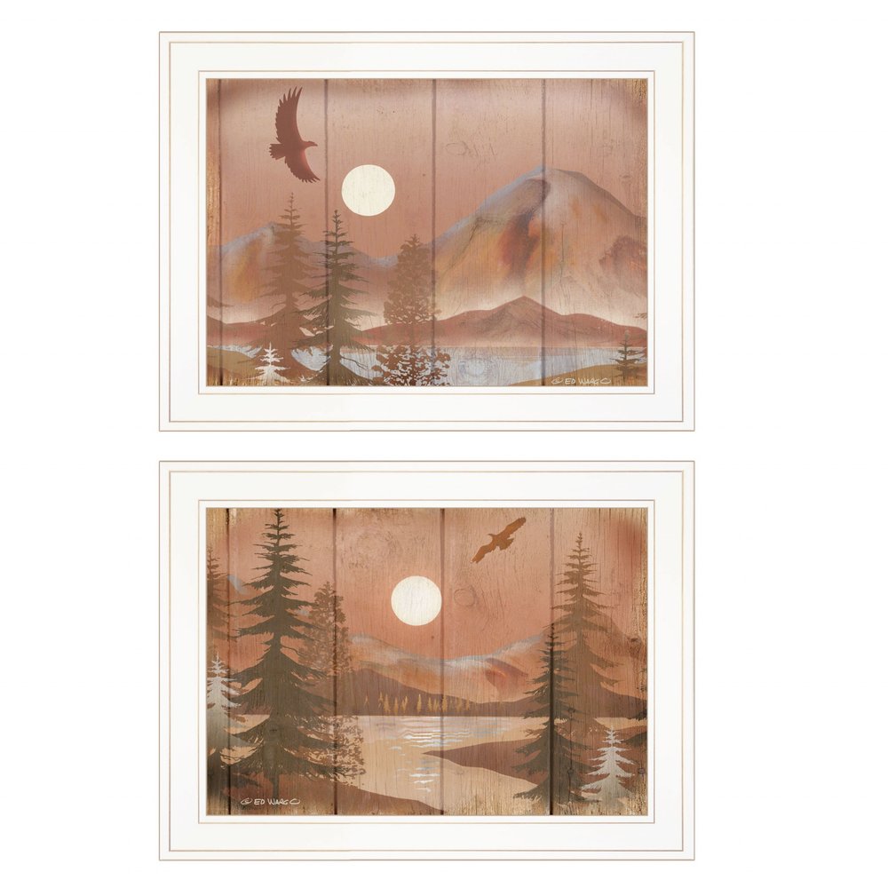 Set Of Two Full Moon I and II 1 White Framed Print Wall Art — view 1
