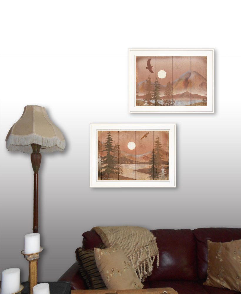 Set Of Two Full Moon I and II 1 White Framed Print Wall Art — view 2