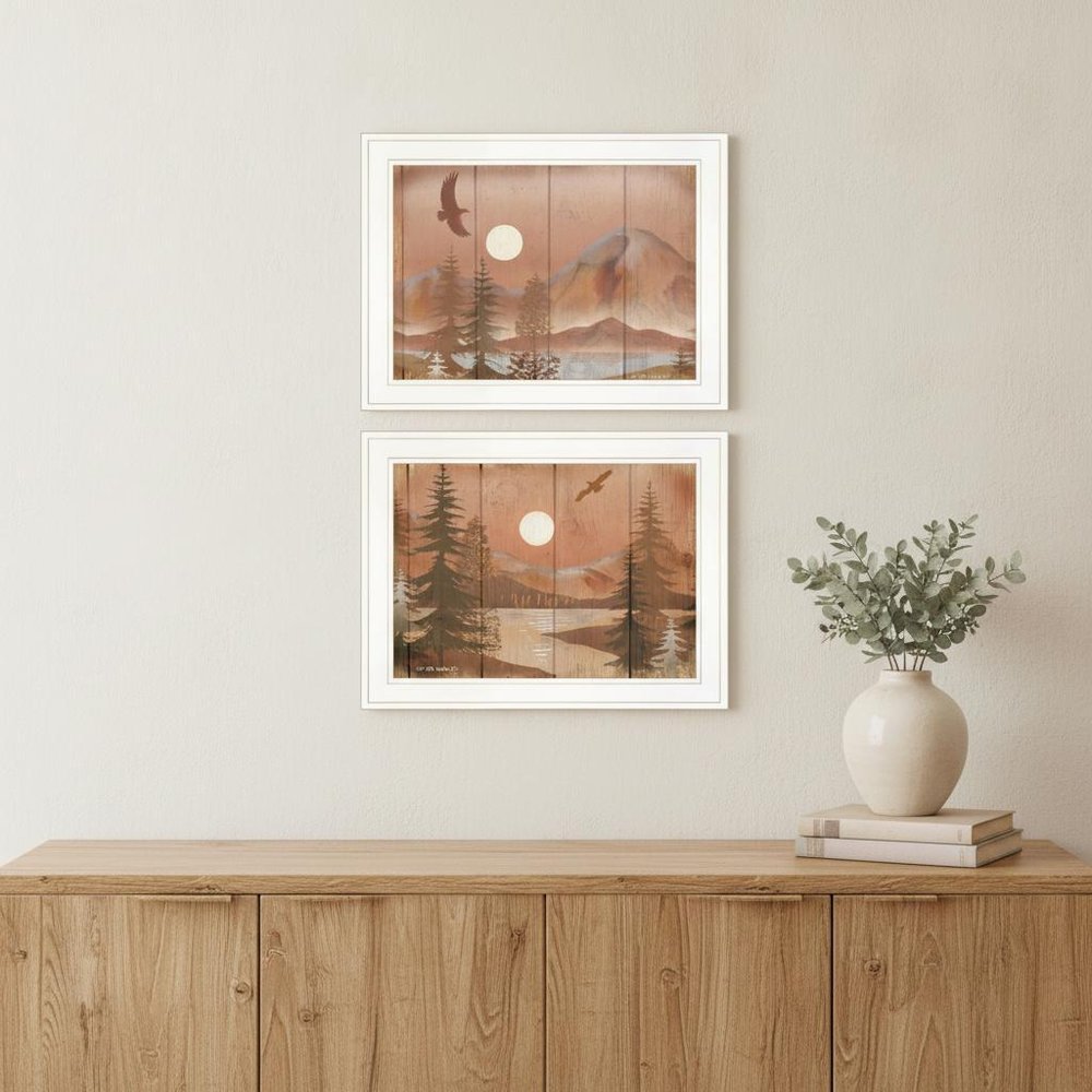 Set Of Two Full Moon I and II 1 White Framed Print Wall Art — view 5