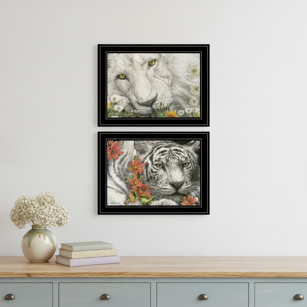 Set Of Two Tiger Lily Dandy Lion 2 Black Framed Print Wall Art — view 4