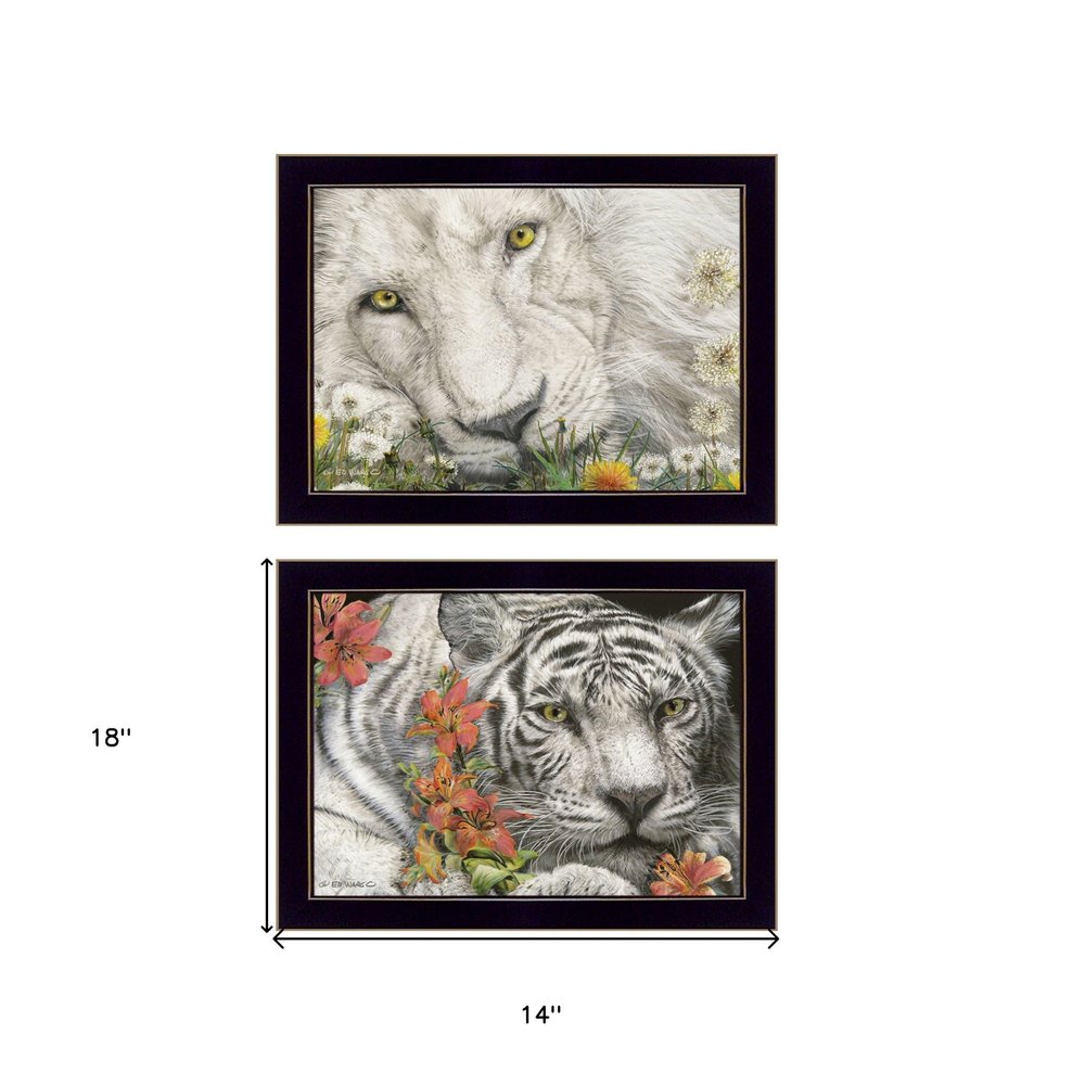Set Of Two Tiger Lily Dandy Lion 3 Black Framed Print Wall Art — view 3